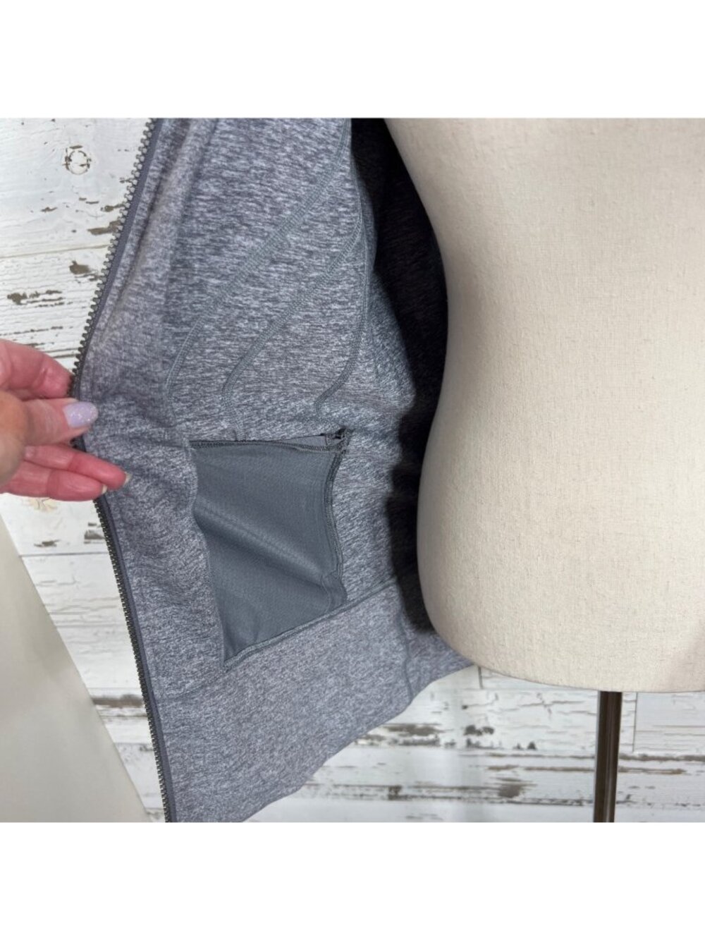 LULULEMON Hooded Full Zip Jacket Gray Sz 8 EUC - Picture 5 of 6